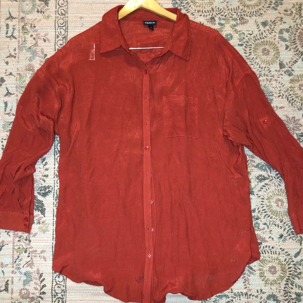 Torrid Orange Button Up Blouse